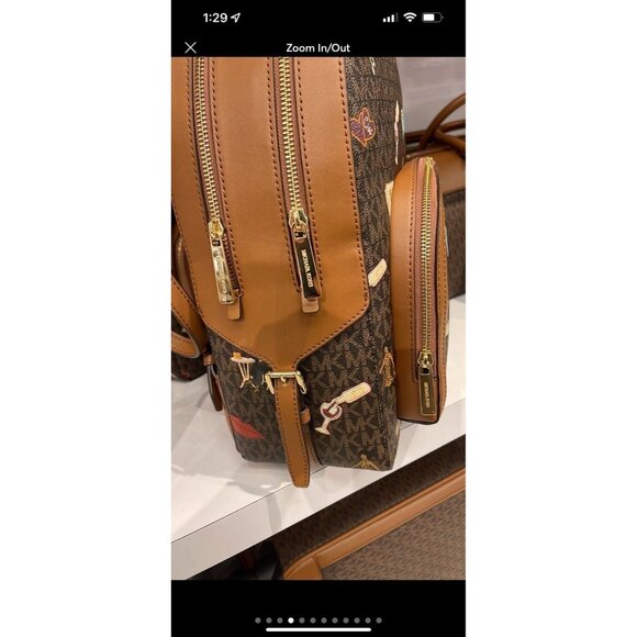 Michael Kors backpack jaycee large pocketbook girls printed brown multi - Picture 7 of 11